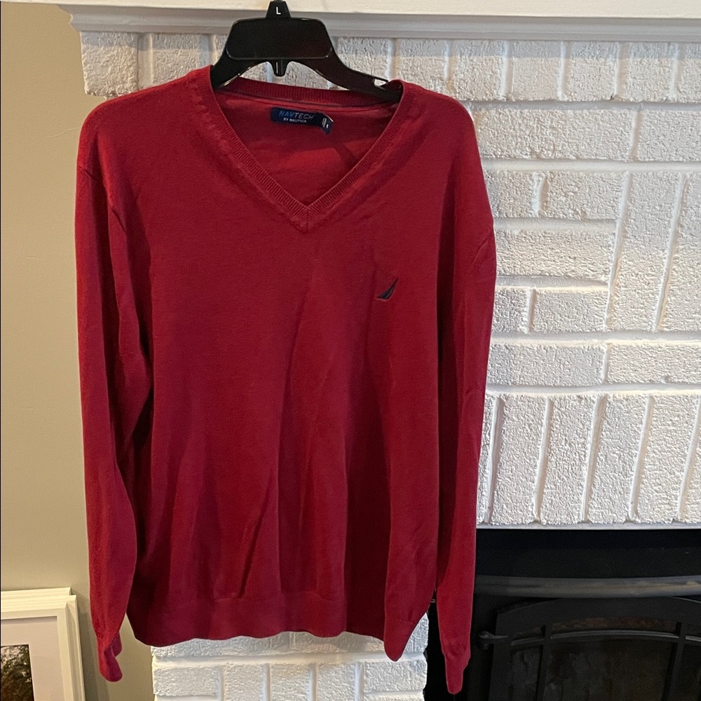 Nautica Men's Classic Red V-Neck Sweater